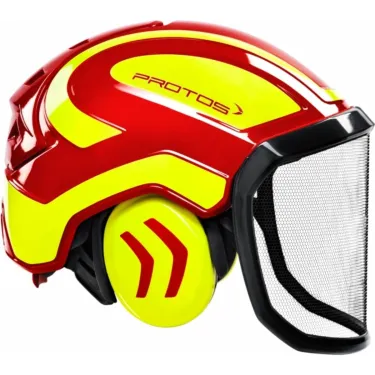 Casque-Forestier-Protos-Integral-Forest-PFANNER-Rouge-Jaune