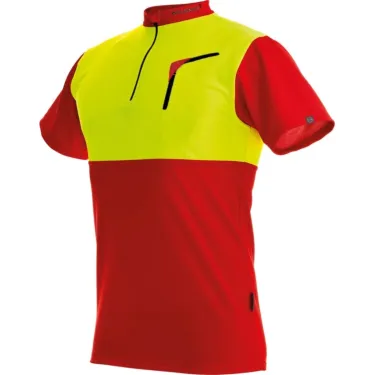 T-Shirt ZIP à Manches Courtes Rouge PFANNER
