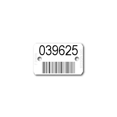 Plaquettes d'identification avec marquage Laser - 1 Numéro + Code-Barre (1000 Pièces)
