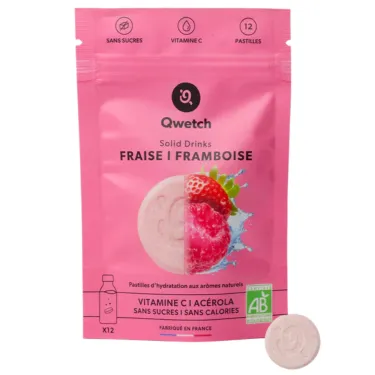 Pastilles Solid Drinks Bio, Fraise & Framboise (x12) - QWETCH