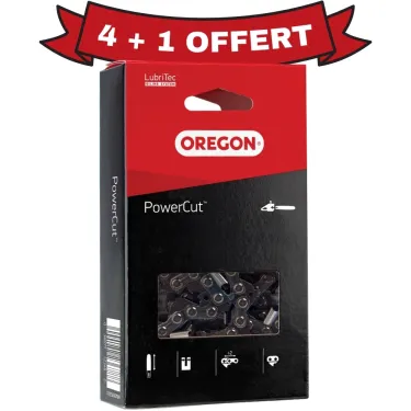 Pack 4+1 chaînes OREGON 73EXL PowerCut – 3/8" jauge, 1,6mm – 72 entraîneurs