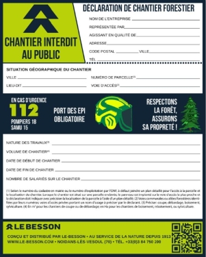 Bache déclaration de chantier forestier