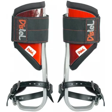 Griffes en aluminium avec sangles cuir, pointes courtes - DISTEL