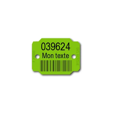 Plaquettes plastique marquage Laser - 1 numéro + 1 ligne de texte + code-barre (1000 pièces)