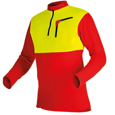 T-Shirt ZIP à Manches Longues Rouge PFANNER