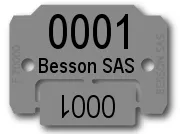 Plaquettes plastique avec marquage Laser - 1 numéro + 1 ligne de texte + coupon (1000 pièces)