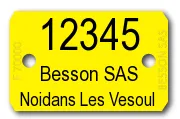 Plaquettes plastique Marquage Laser - 1 Numéro + 2 Lignes de Texte (1000 Pièces)