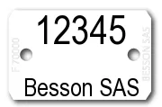 Plaquettes plastique - Marquage Laser - 1 Numéro + 1 Ligne de Texte (1000 Pièces)